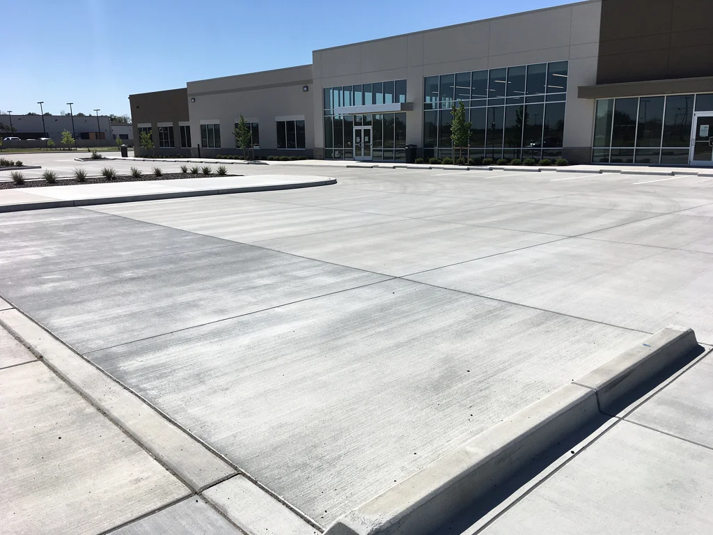 Commercial concrete flatwork and parking lot completed for business in Cypress TX