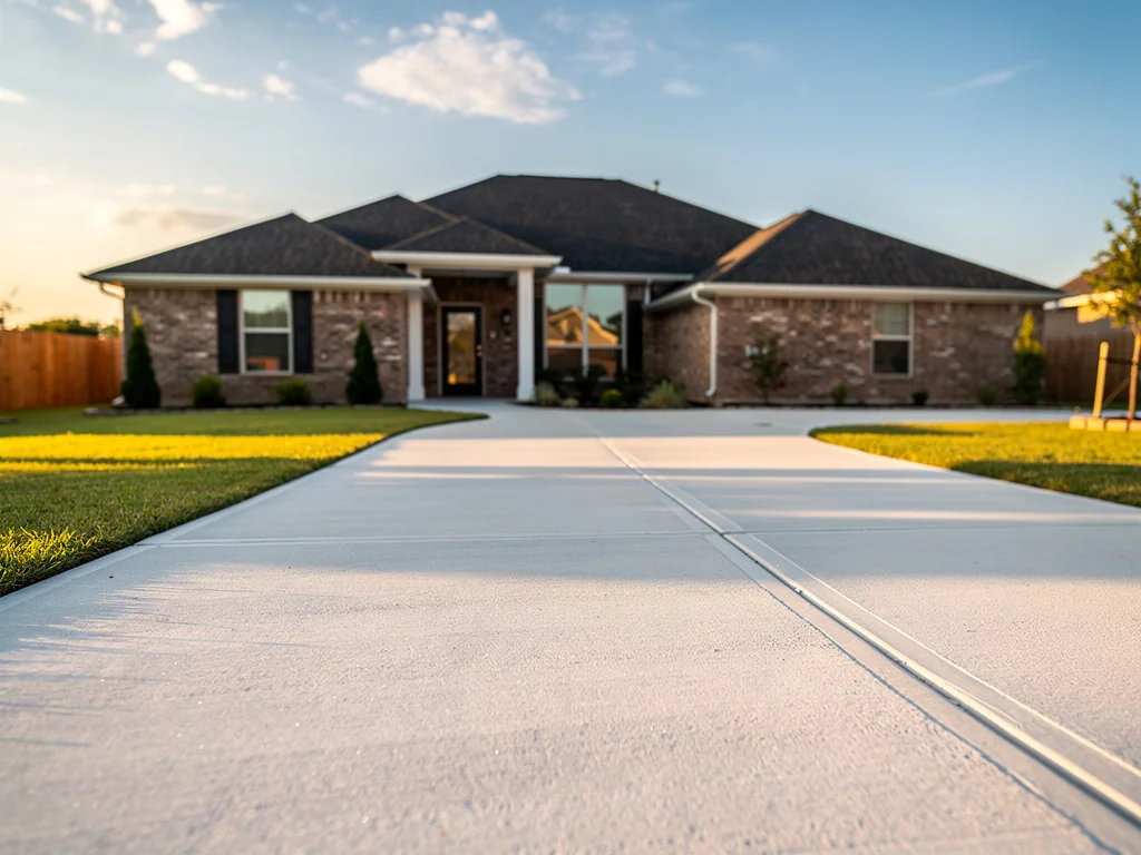 New concrete driveway installation at residential home in Cypress TX