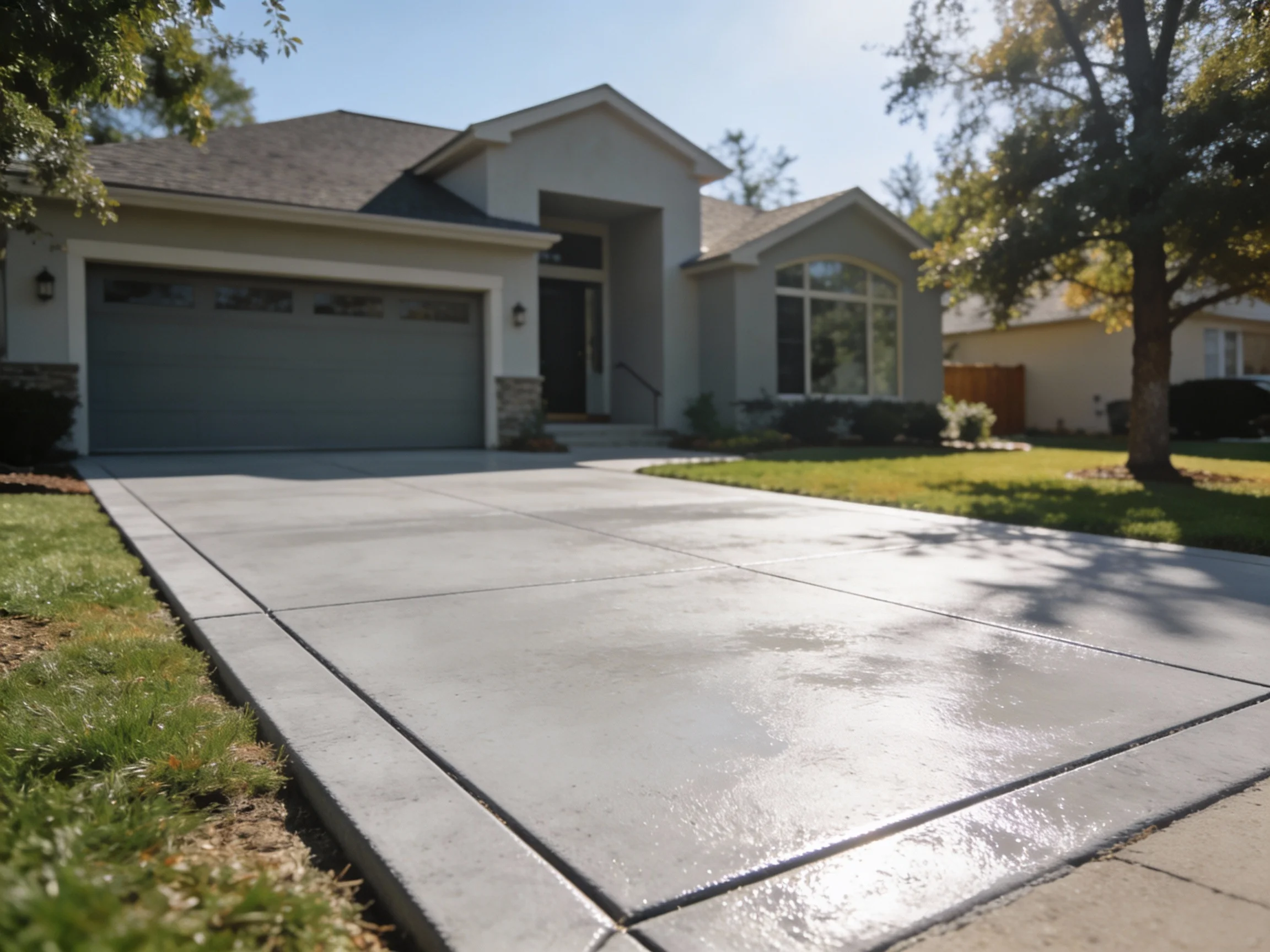 New concrete driveway installation at residential home in Spring TX