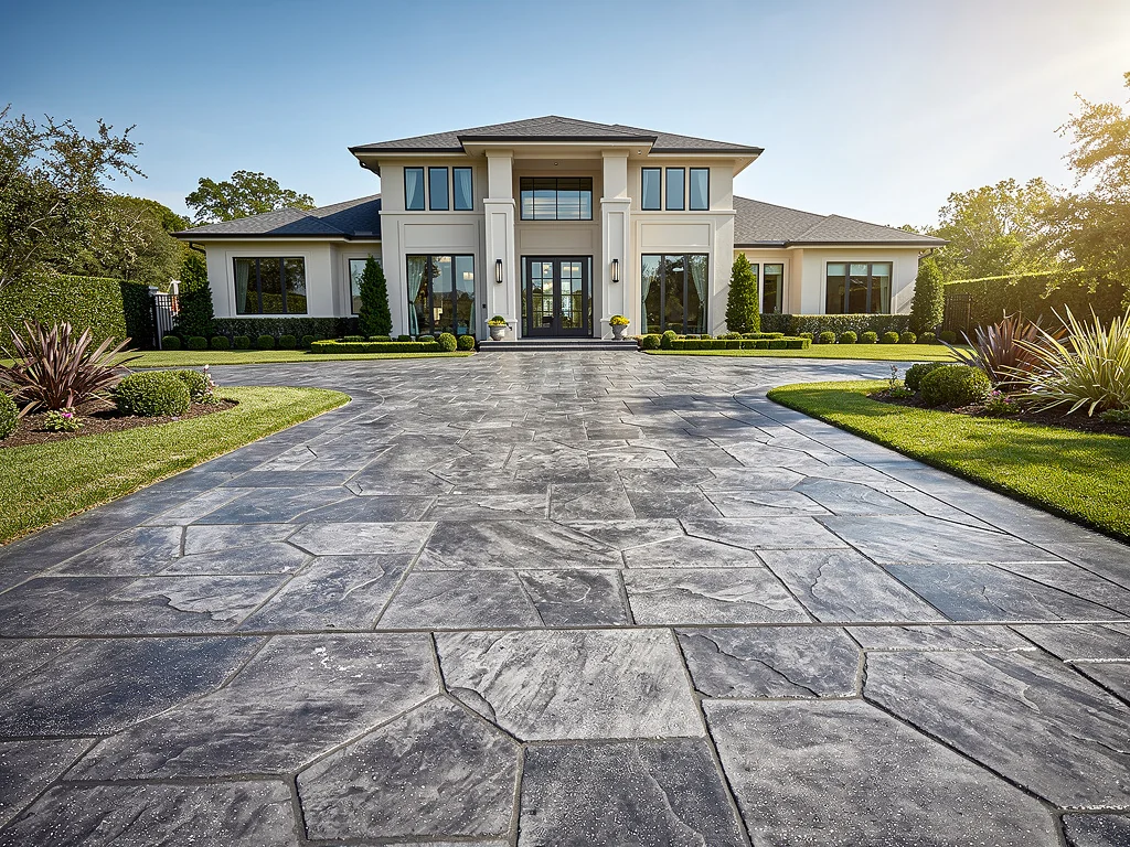 New concrete driveway installation at residential home in The Woodlands TX